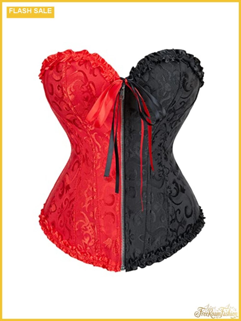 Lace Up Corset Top Front Zipper Bustier Victorian Shapewear